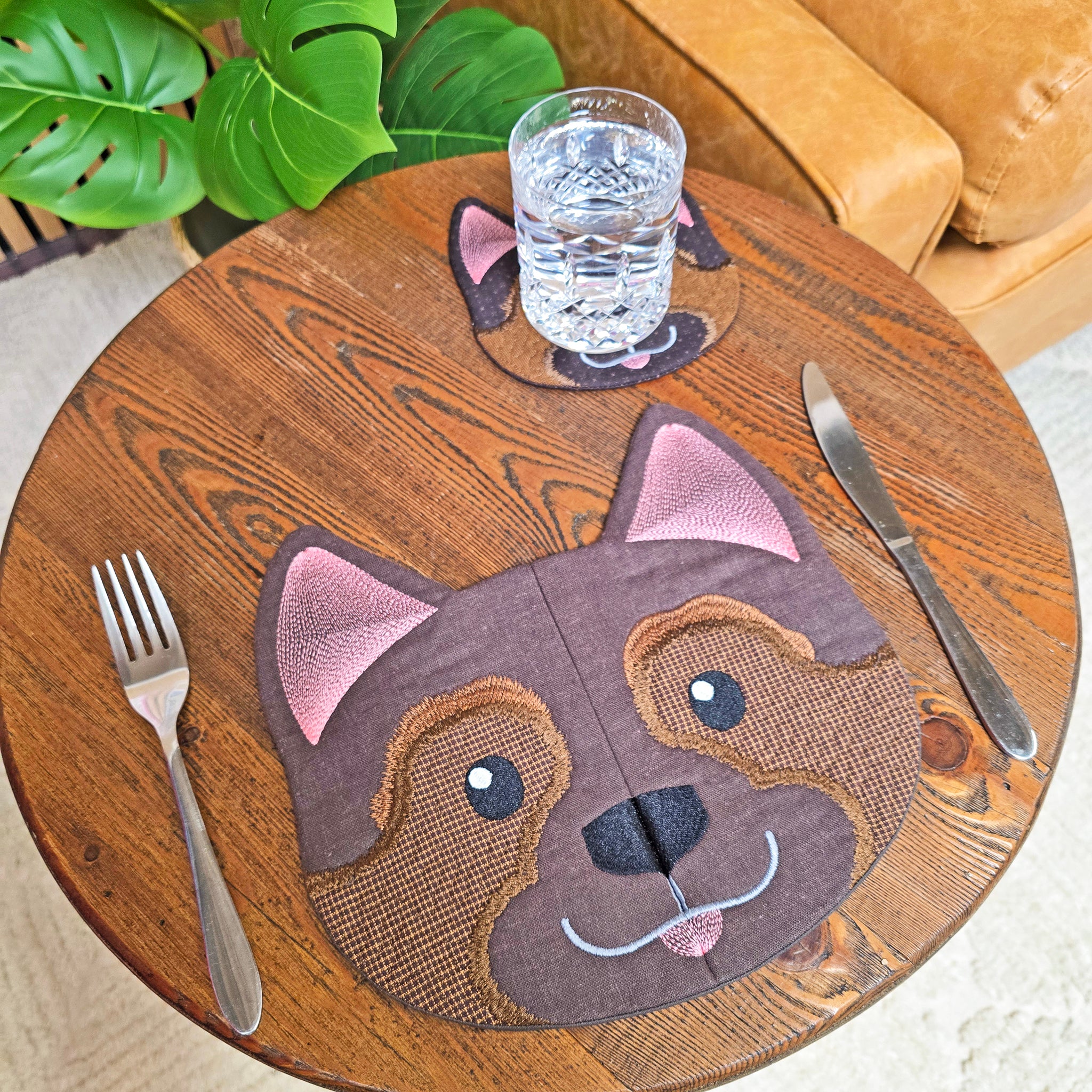 Dog Placemats In the hoop machine embroidery designs