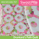 Drunkard's Path Blocks and Quilt 4x4 5x5 6x6 7x7 - Sweet Pea In The Hoop Machine Embroidery Design