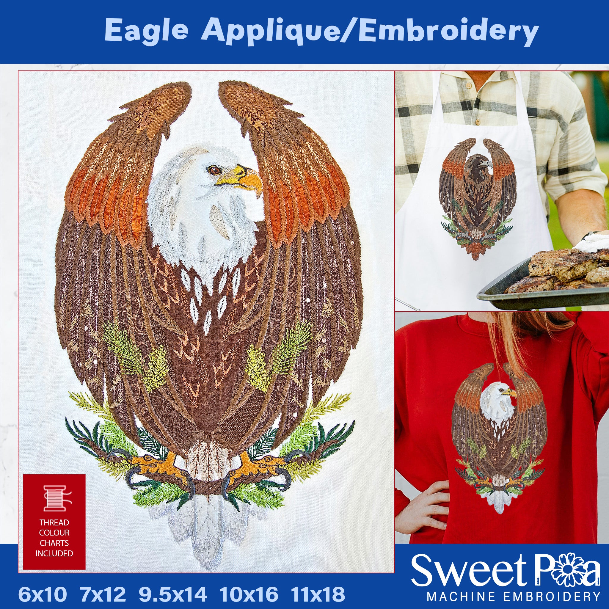 Eagle Embroidery ITH Applique Design