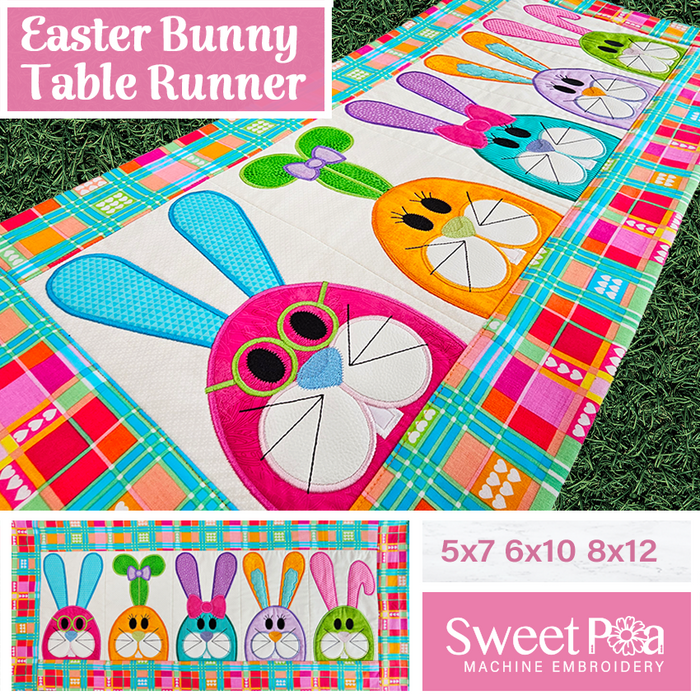 Machine Embroidery Designs - Easter Bunny Table Runner in the hoop