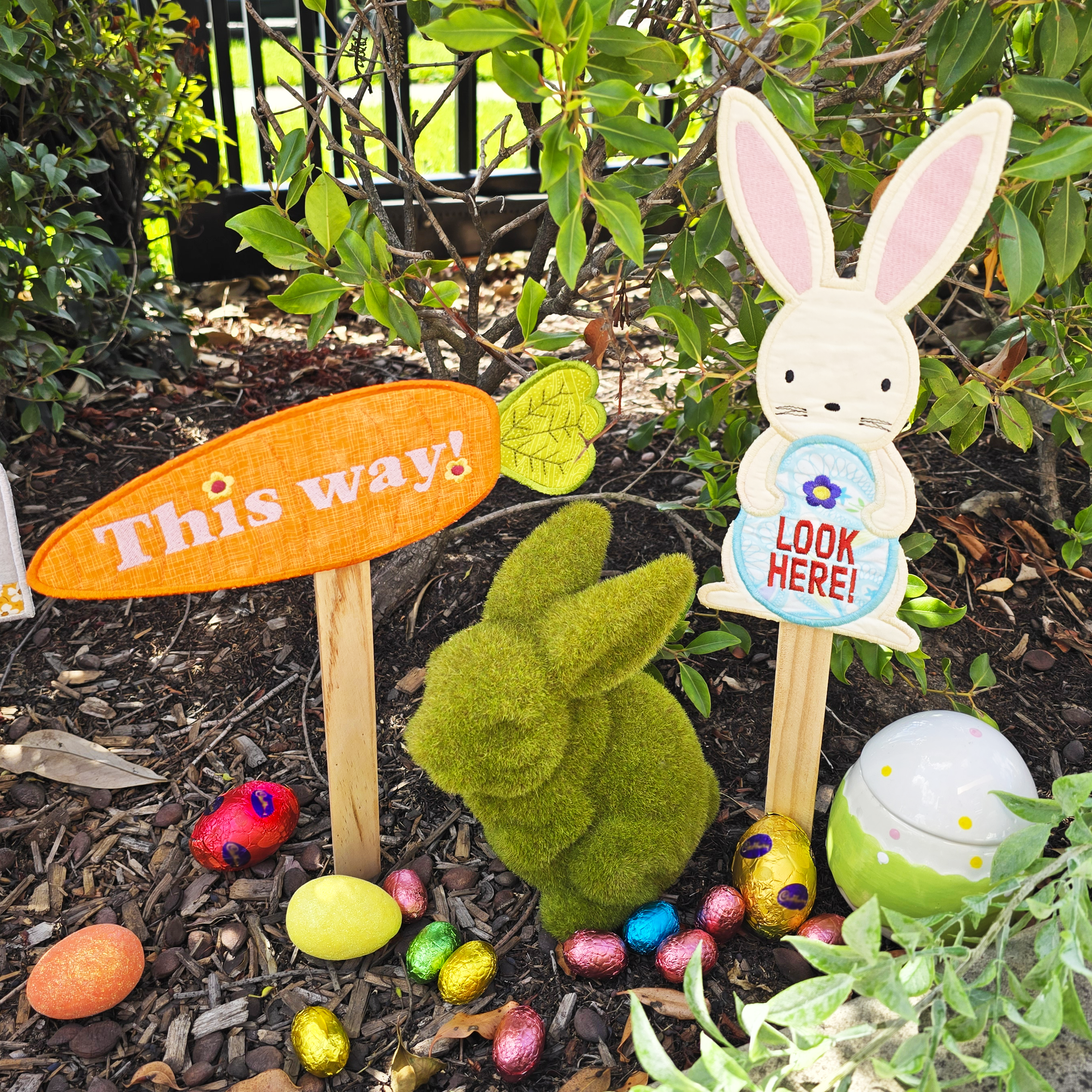 Easter Egg Hunt Hanger or Markers In the hoop machine embroidery designs