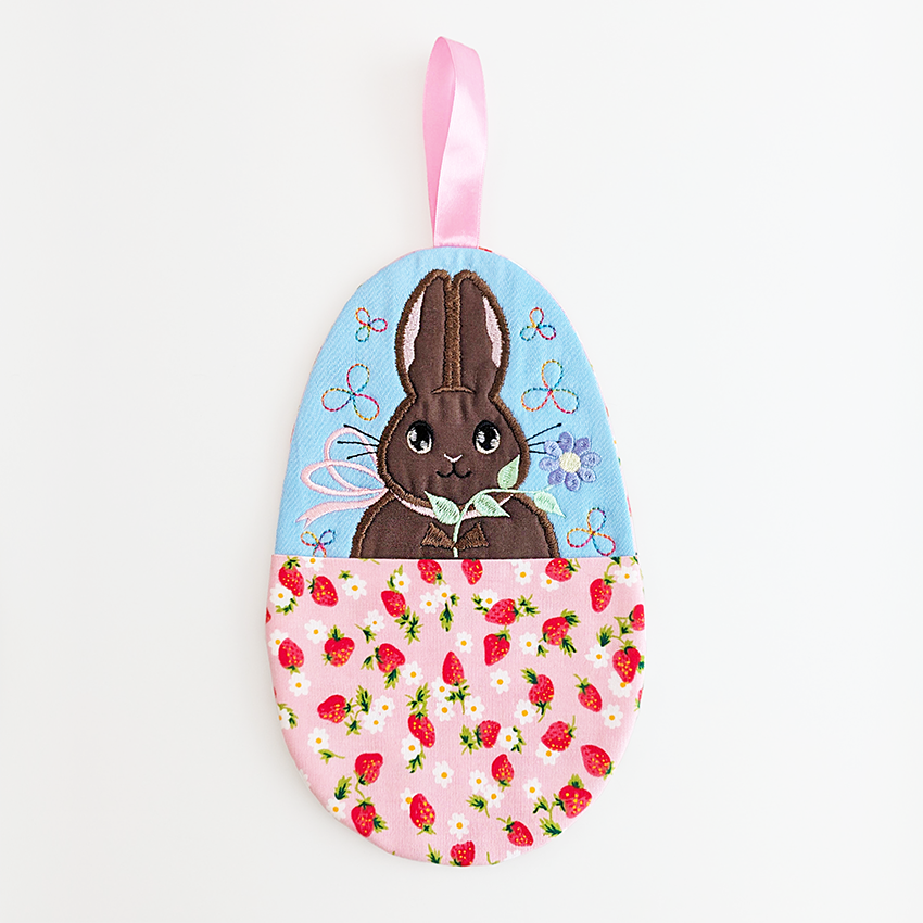 Easter Friends Bunny Pocket Mug Rug In the hoop machine embroidery designs
