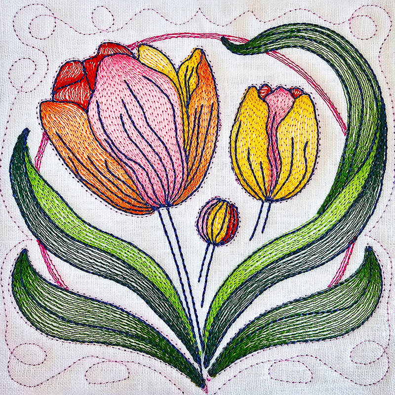 BOW Easter Quilt As You Go - Block 9 - Sweet Pea In The Hoop Machine Embroidery Design