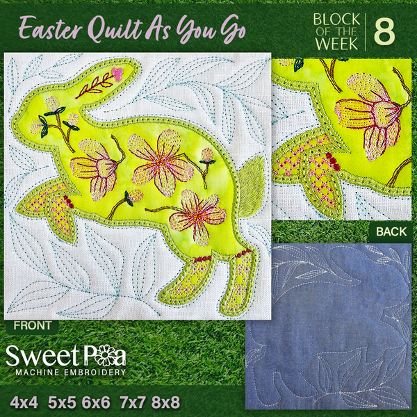 BOW Easter Quilt As You Go - Block 8 - Sweet Pea In The Hoop Machine Embroidery Design