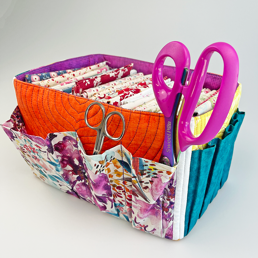 fabric box pockets with scissors