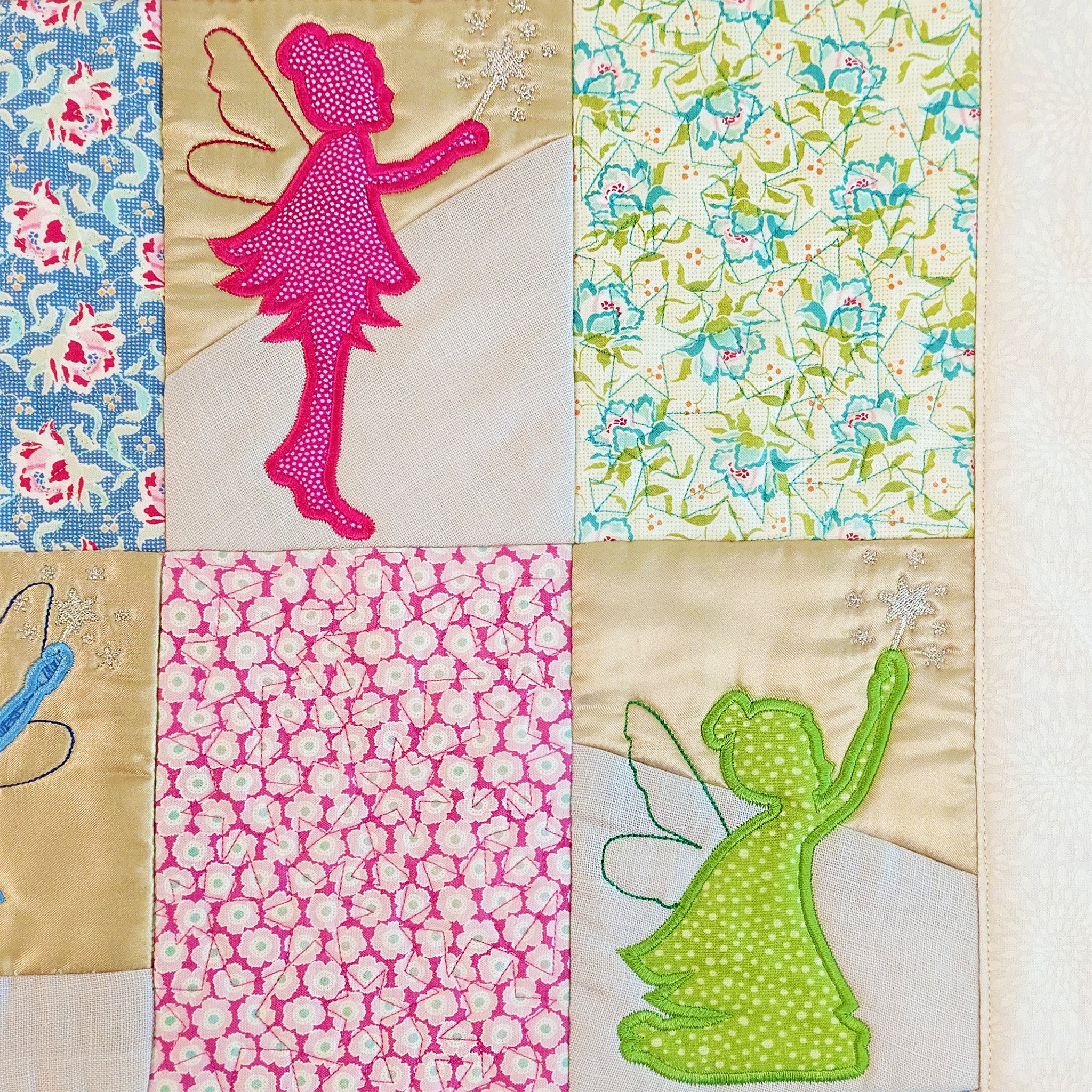 Fairy Silhouette Blocks and Quilt 5x7 6x10 In the hoop machine embroidery designs