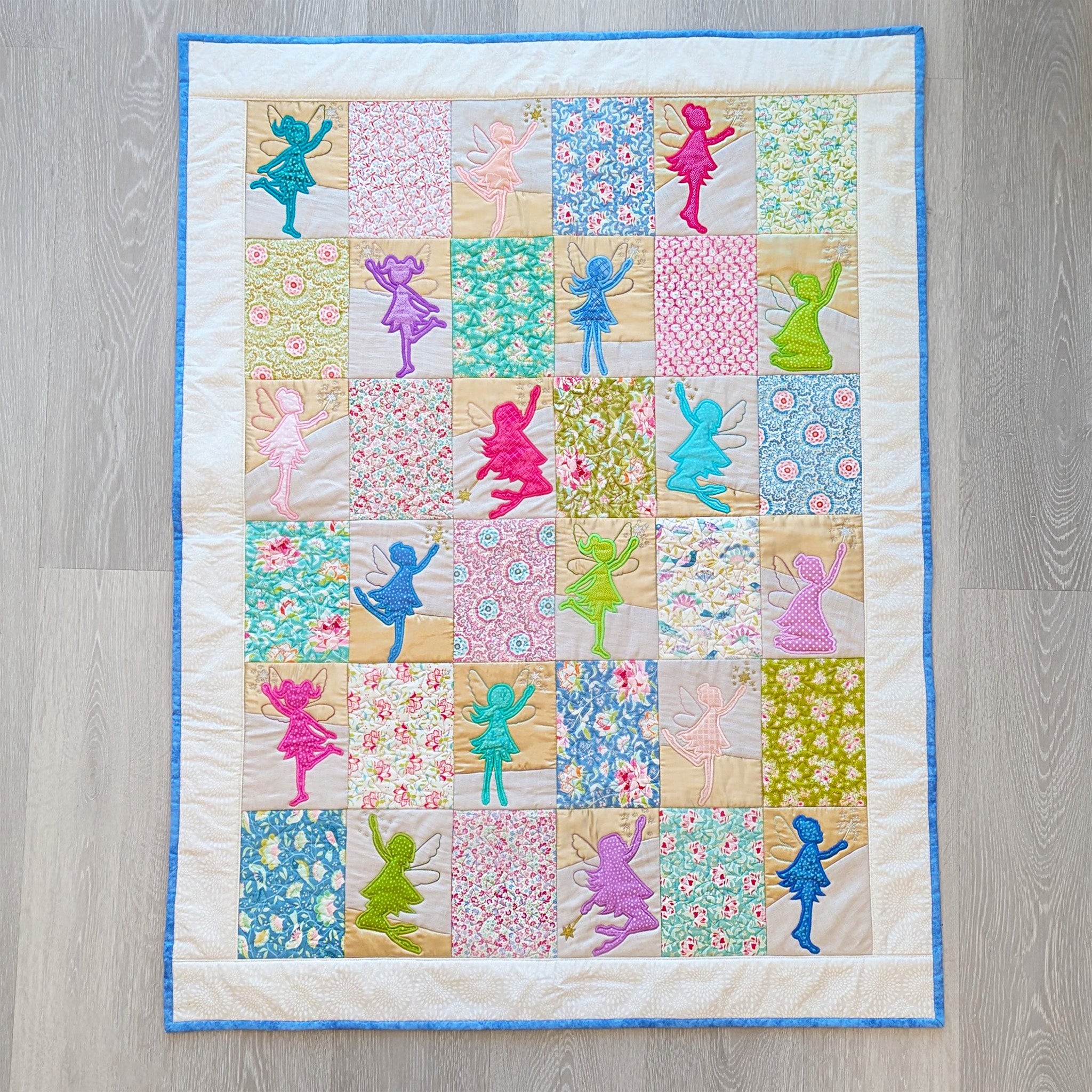 Fairy Silhouette Blocks and Quilt 5x7 6x10 In the hoop machine embroidery designs