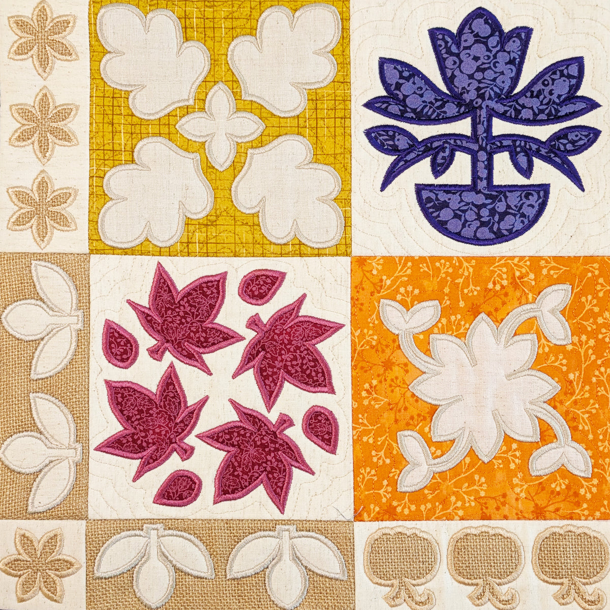 Fall Contrast Quilt In the hoop machine embroidery designs
