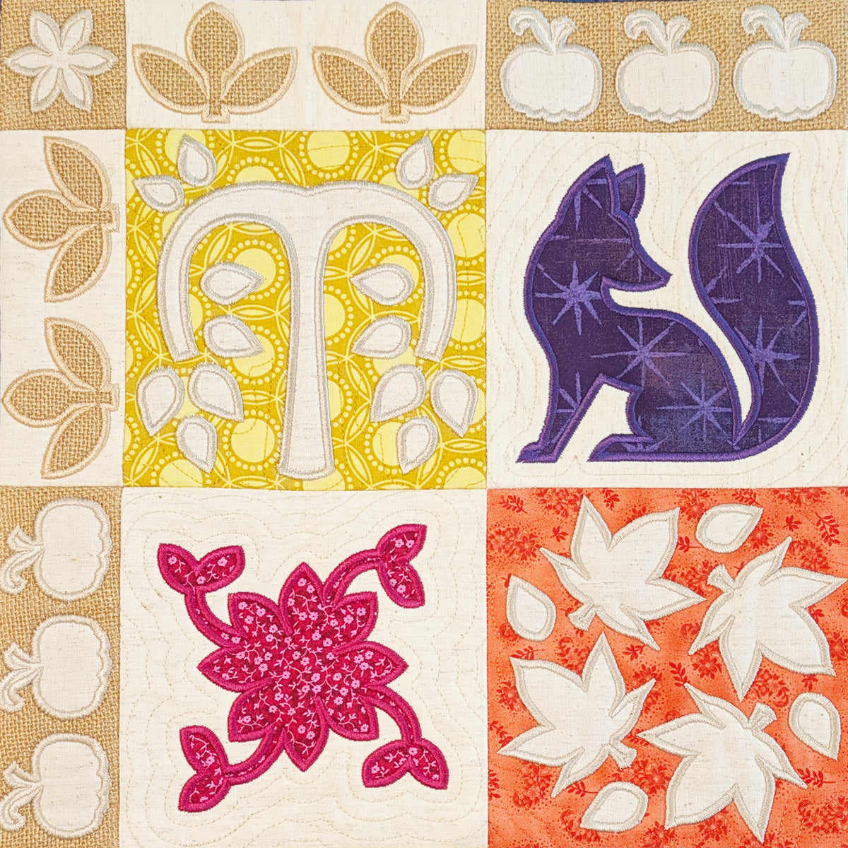 Fall Contrast Quilt In the hoop machine embroidery designs