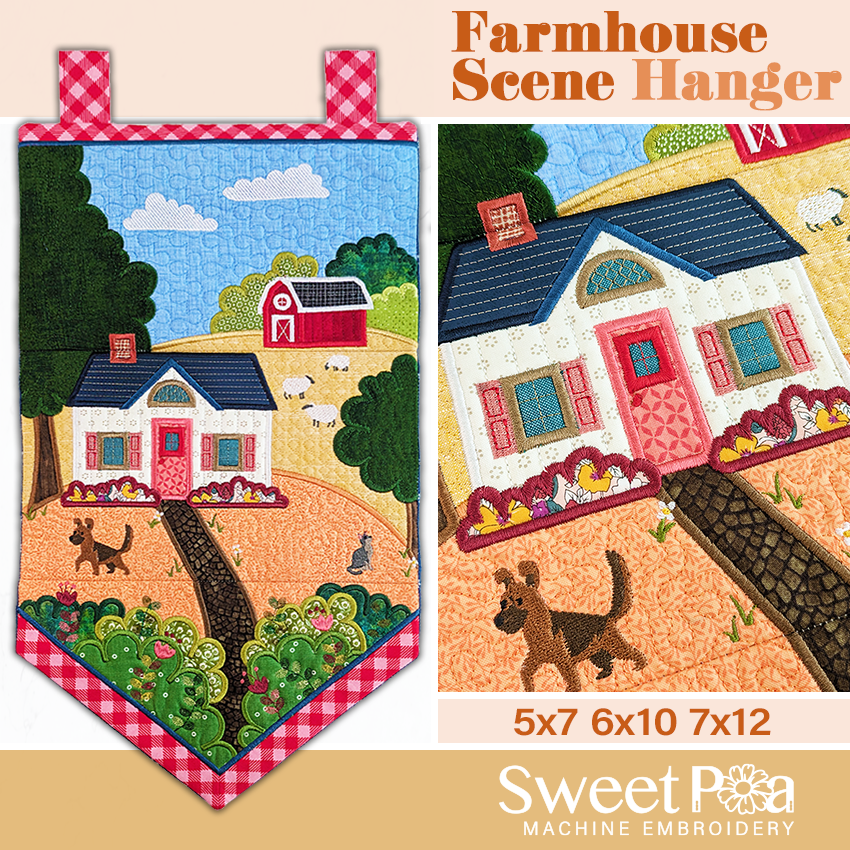 Farmhouse Scene Hanger ITH Design