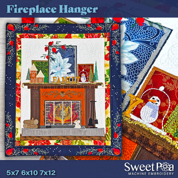 Fireplace Hanger 5x7 6x10 7x12 - Sweet Pea In The Hoop Machine Embroidery Design