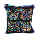 floral butterfly cushion, machine embroidery, cushion butterfly design, floral design