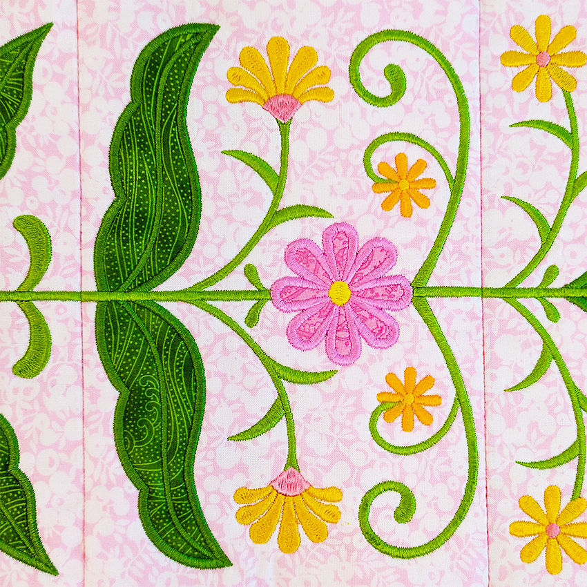 close up of floral folk art runner 2