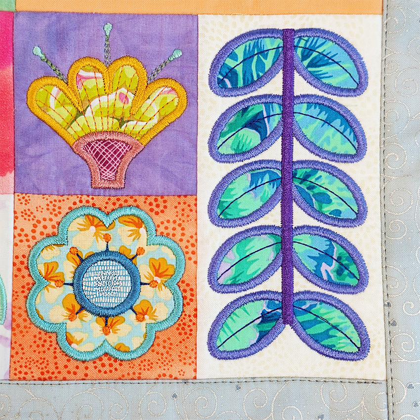 Floral Mosaic Cushion In the hoop machine embroidery designs