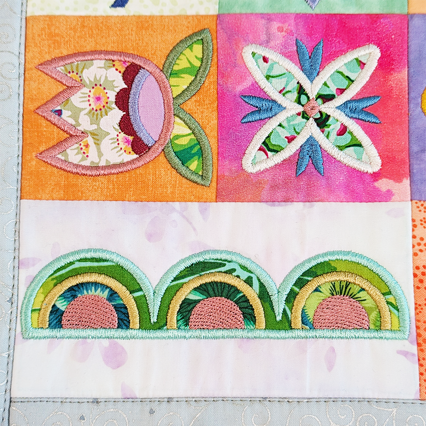 Floral Mosaic Cushion In the hoop machine embroidery designs