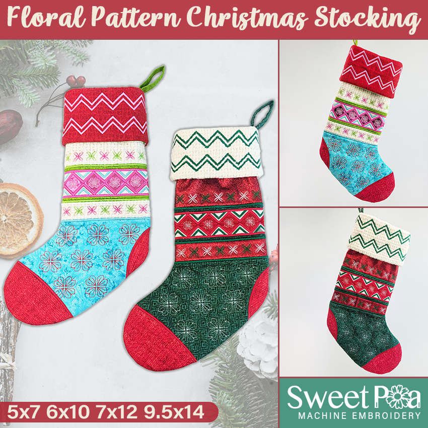 Floral Pattern Christmas Stocking