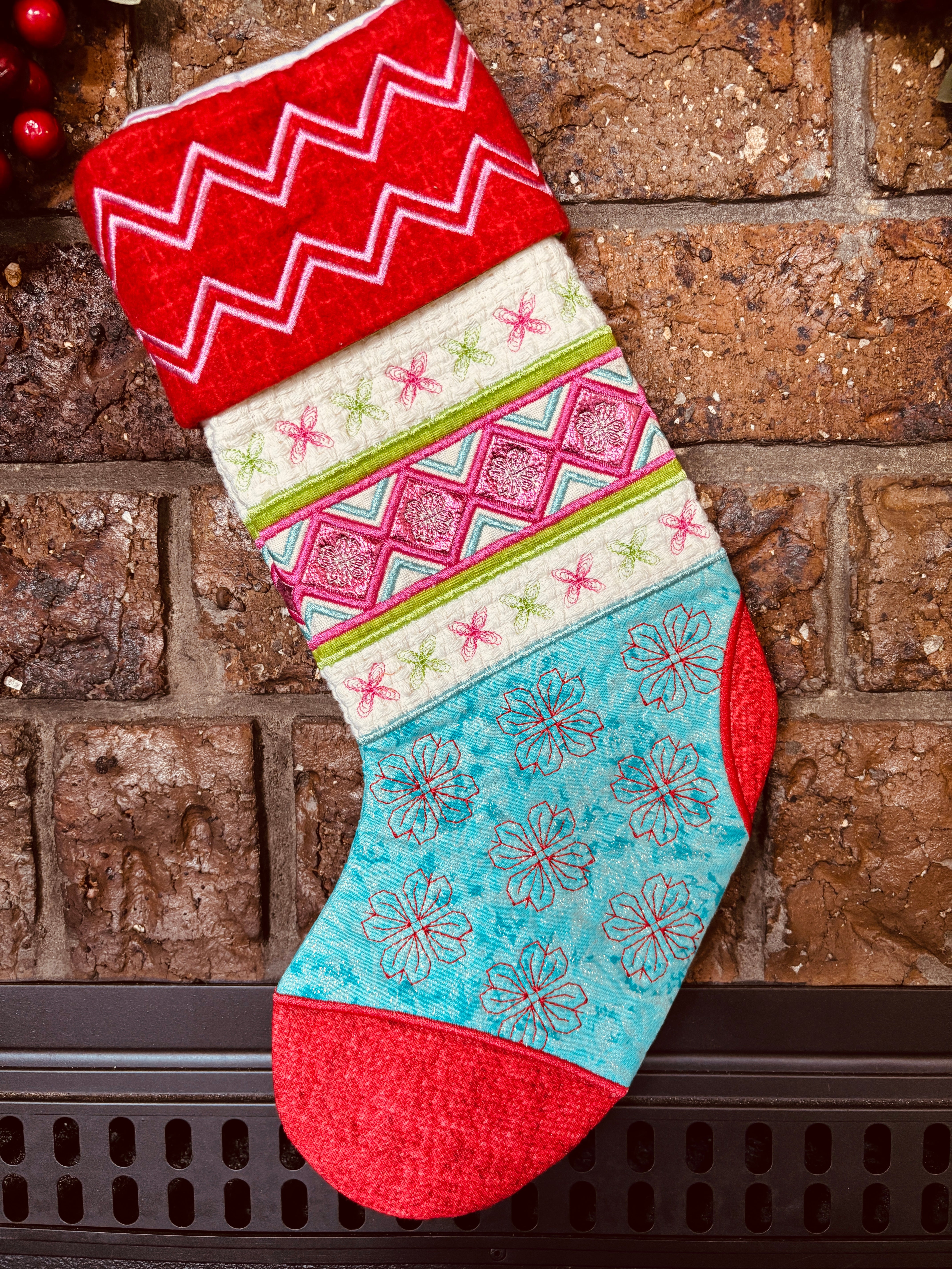 Floral Pattern Christmas Stocking