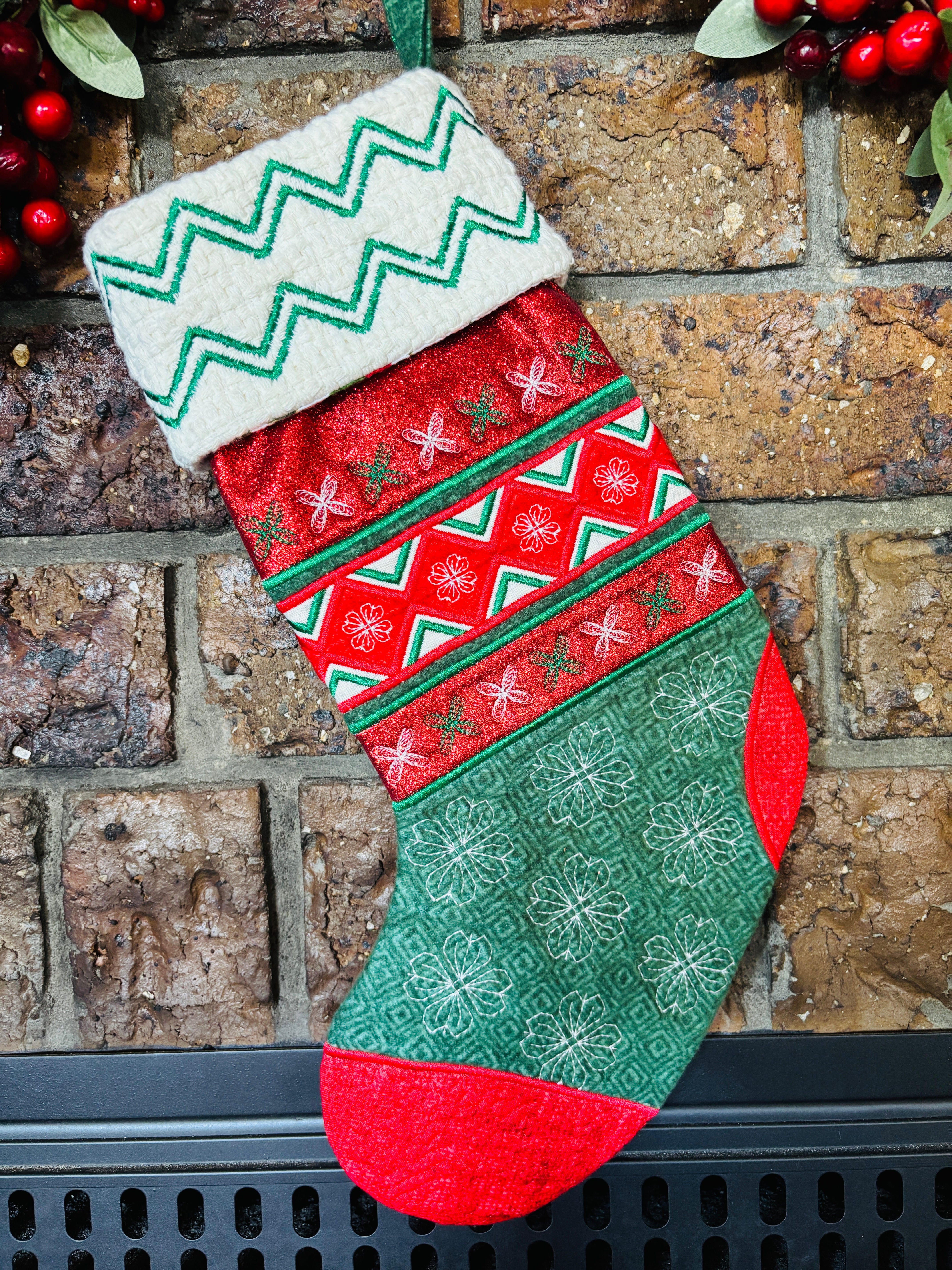 Floral Pattern Christmas Stocking