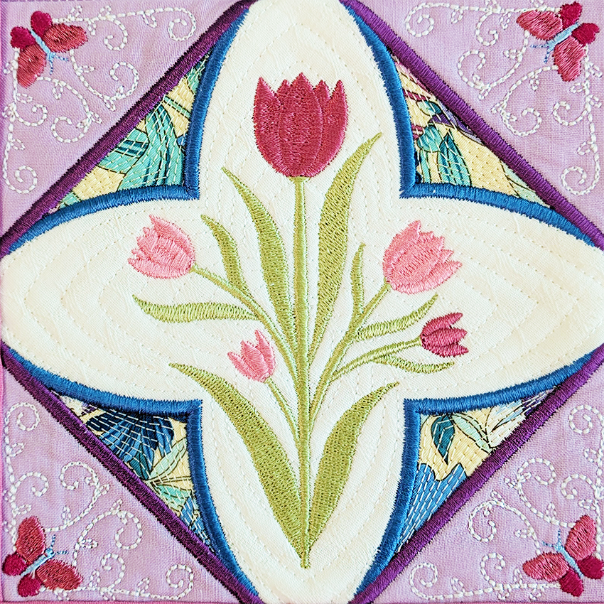 Flower Gallery Cushion and Quilt Blocks In the hoop machine embroidery designs