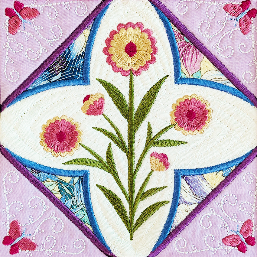 Flower Gallery Cushion and Quilt Blocks In the hoop machine embroidery designs