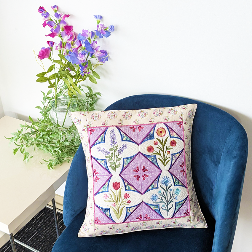 Flower Gallery Cushion and Quilt Blocks In the hoop machine embroidery designs