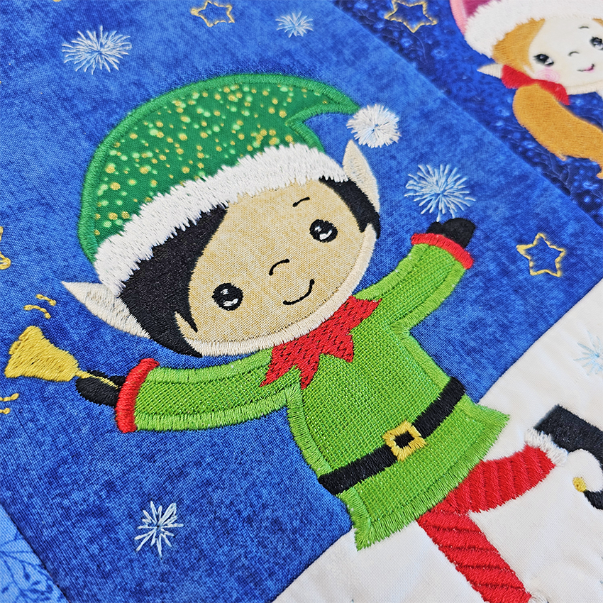 following santa runner machine embroidery design close up 2