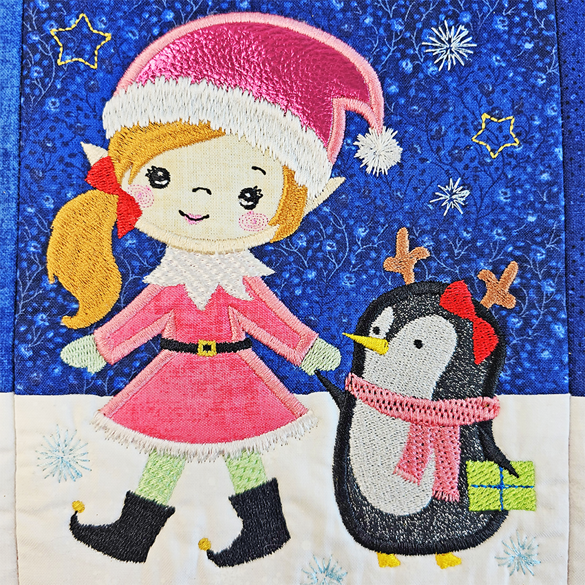 following santa runner machine embroidery design close up 3