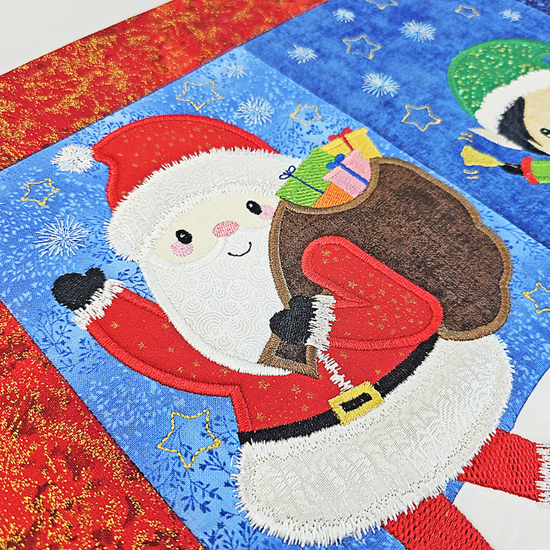 following santa runner machine embroidery design close up 1