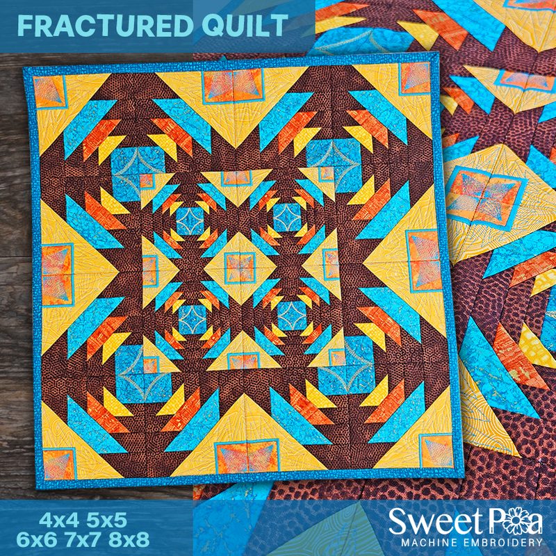 Fractured Quilt 4x4 5x5 6x6 7x7 8x8 - Modern quilt embroidery designs. - Sweet Pea Australia In the hoop machine embroidery designs. in the hoop project, in the hoop embroidery designs, craft in the hoop project, diy in the hoop project, diy craft in the hoop project, in the hoop embroidery patterns, design in the hoop patterns, embroidery designs for in the hoop embroidery projects, best in the hoop machine embroidery designs perfect for all hoops and embroidery machines