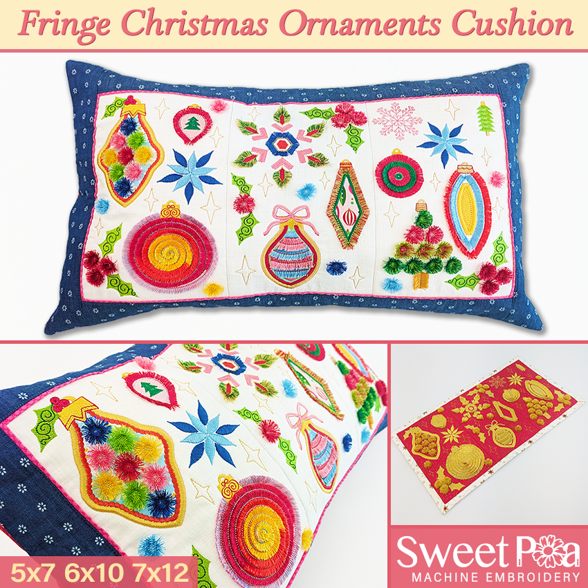 Fringe Christmas Ornaments Cushion