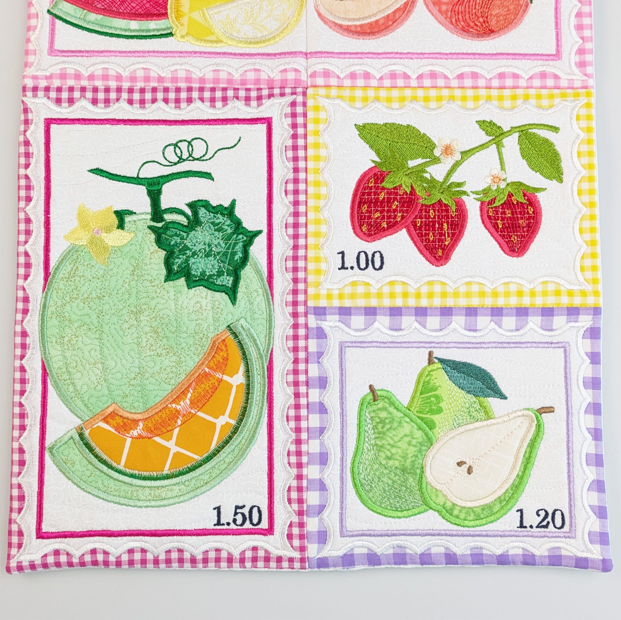 Fruit Stamps Runner or Hanger In the hoop machine embroidery designs