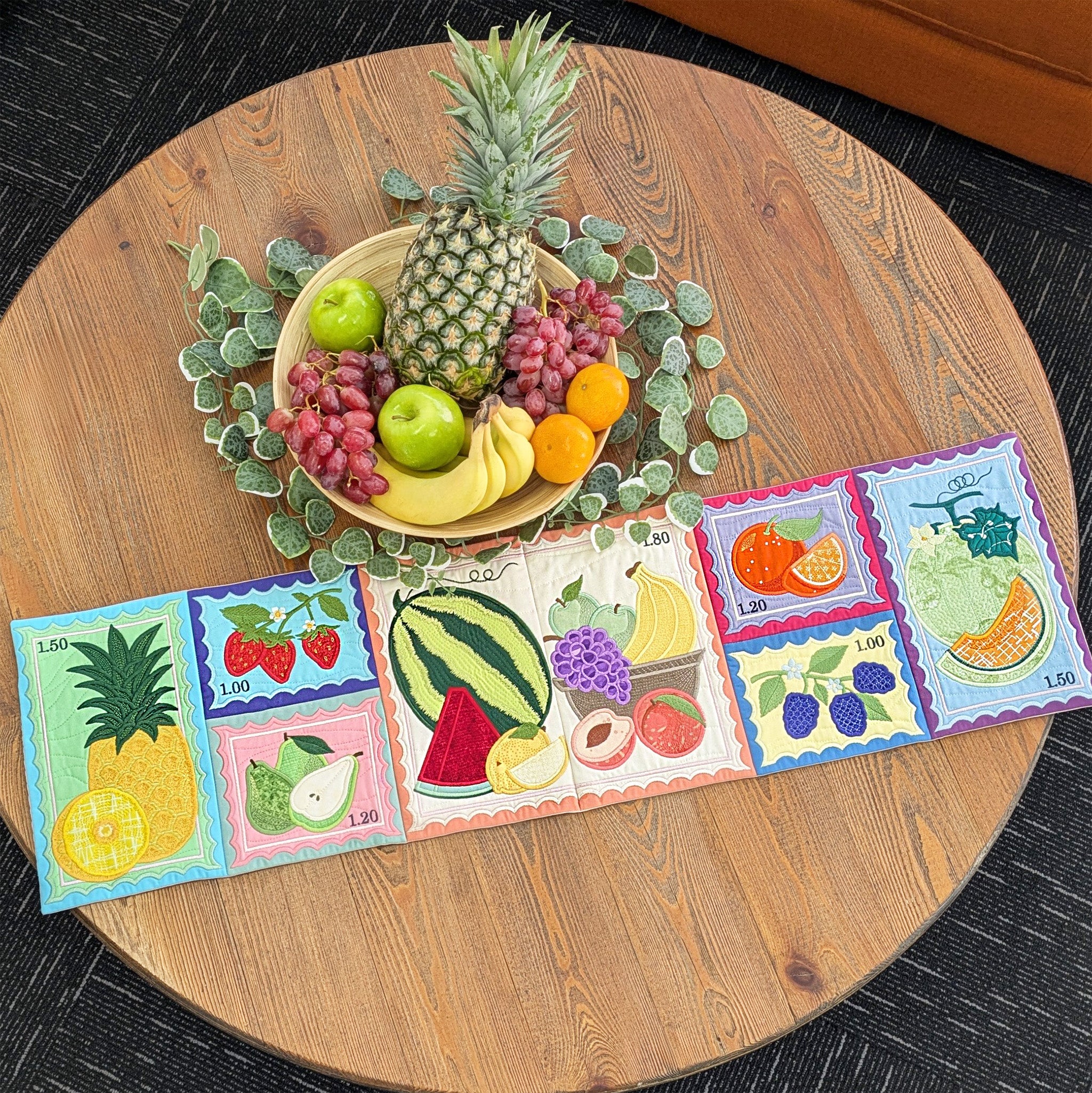 Fruit Stamps Runner or Hanger In the hoop machine embroidery designs