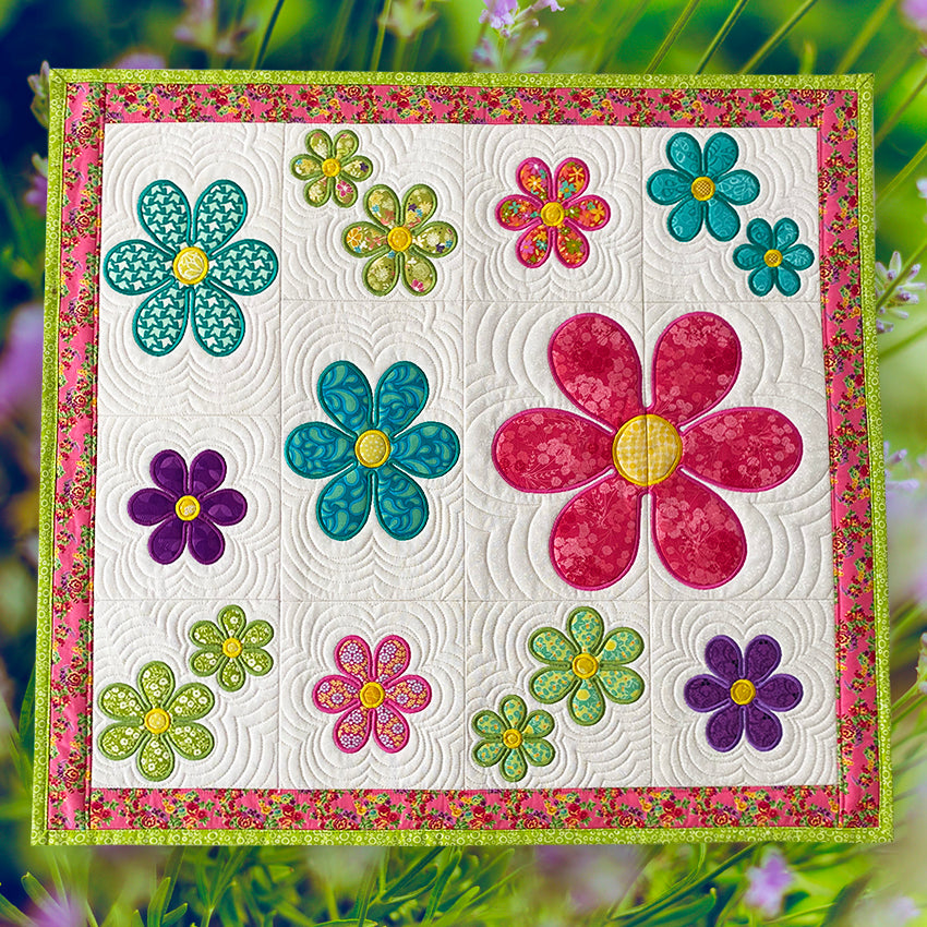 Flower Blocks and Quilt In the hoop machine embroidery designs