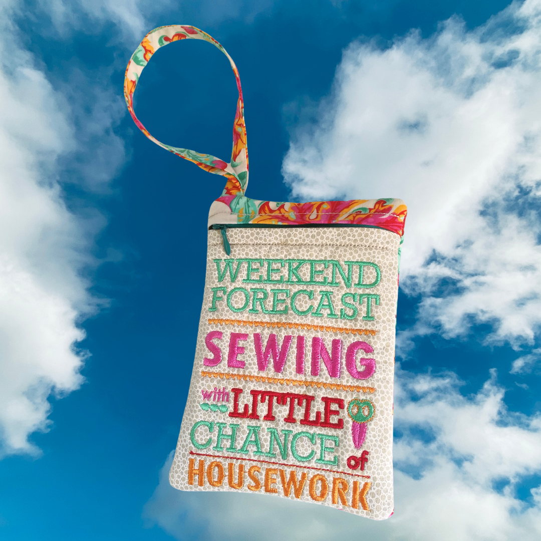 Weekend Forecast Zipper Purse In the hoop machine embroidery designs