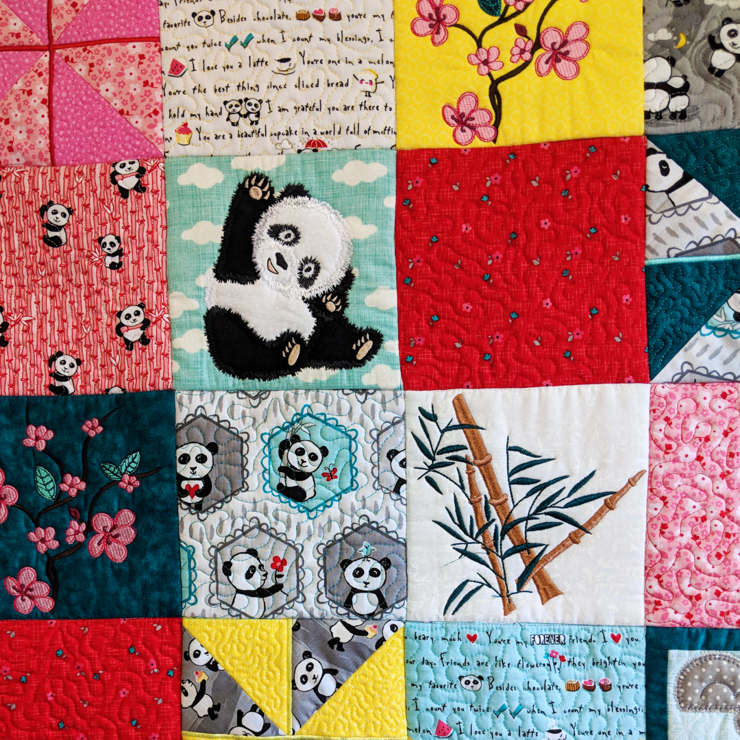 Panda Quilt In the hoop machine embroidery designs