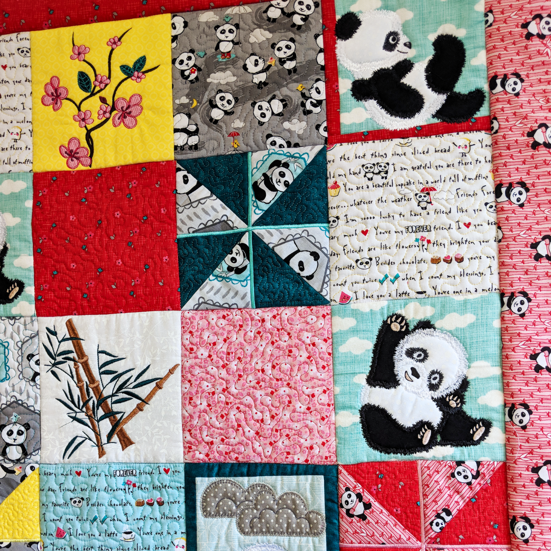Panda Quilt In the hoop machine embroidery designs