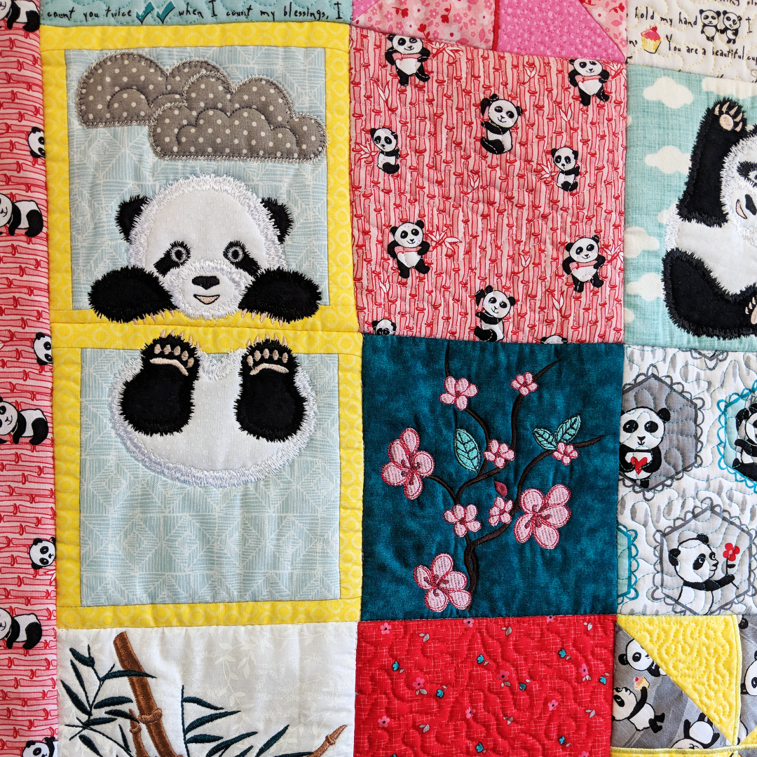 Panda Quilt In the hoop machine embroidery designs