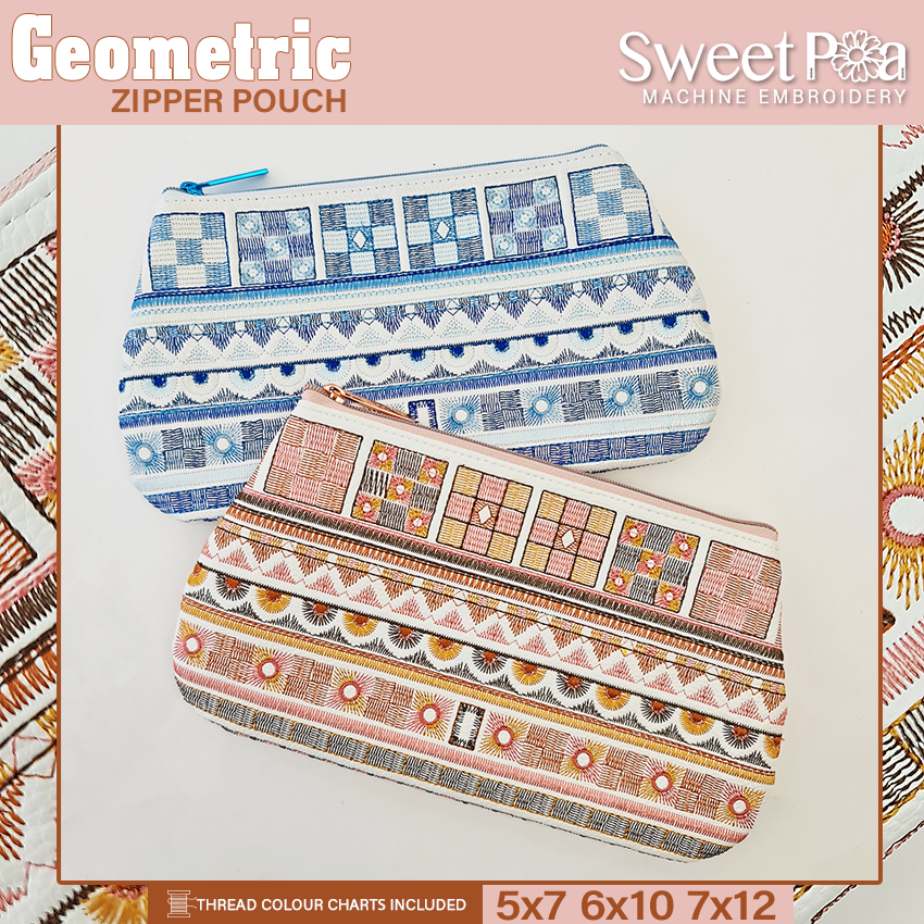 Geometric Pouch In the hoop machine embroidery designs