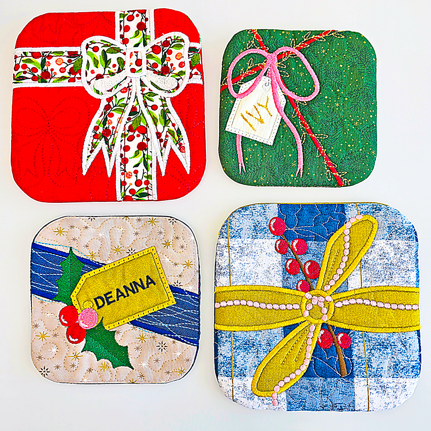 Four ITH designs with Christmas-themed looks by sweet pea