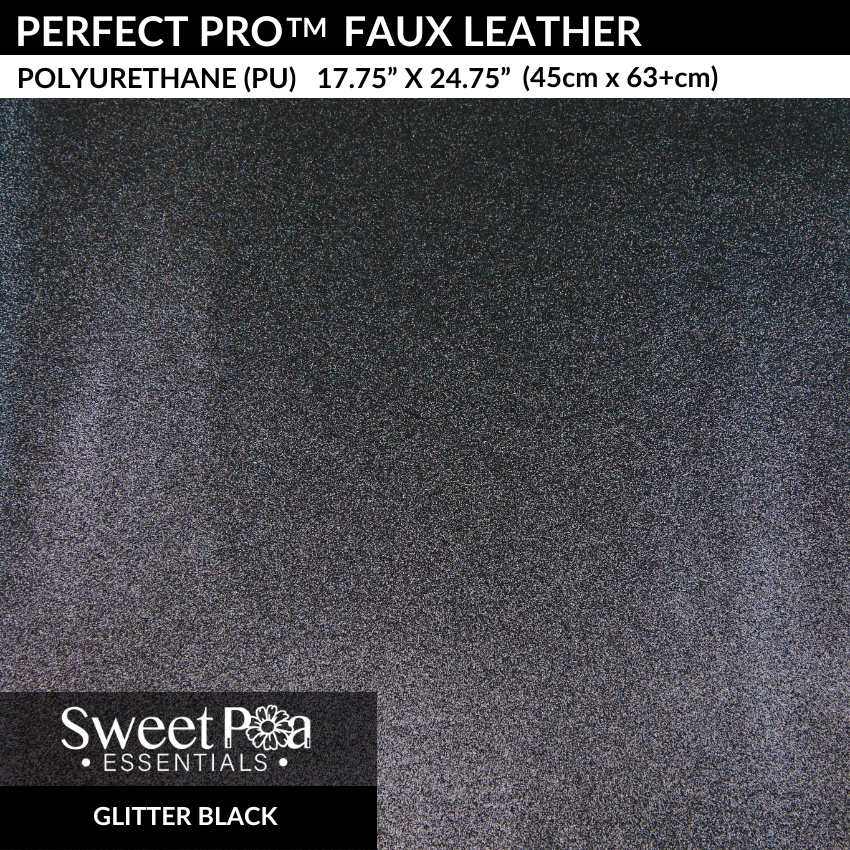 Perfect pro Faux Leather, PU Faux Leather, glitter black, polyurethane