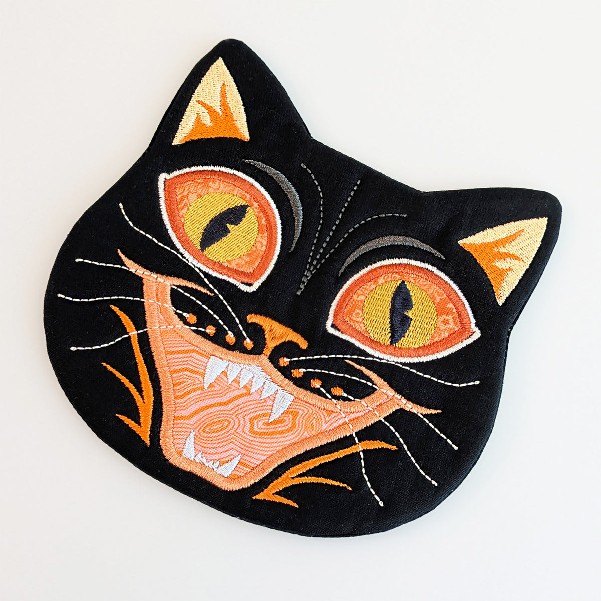 Halloween Cat Coasters In the hoop machine embroidery designs