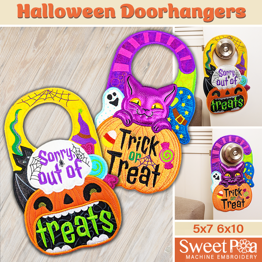 Halloween Doorhangers 5x7 6x10 In The Hoop Design