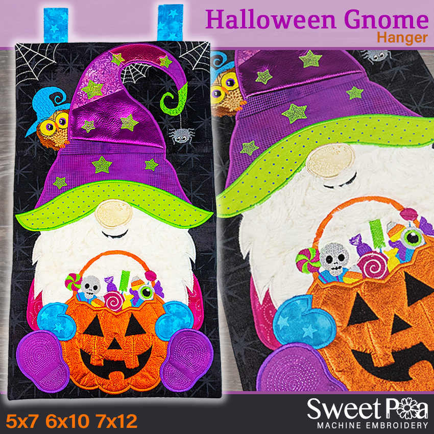 Halloween Gnome Hanger Sweet Pea Machine Embroidery Design