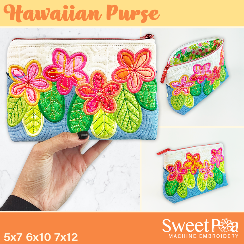 HawaiianPurse 5x7 6x10 7x12 In The Hoop