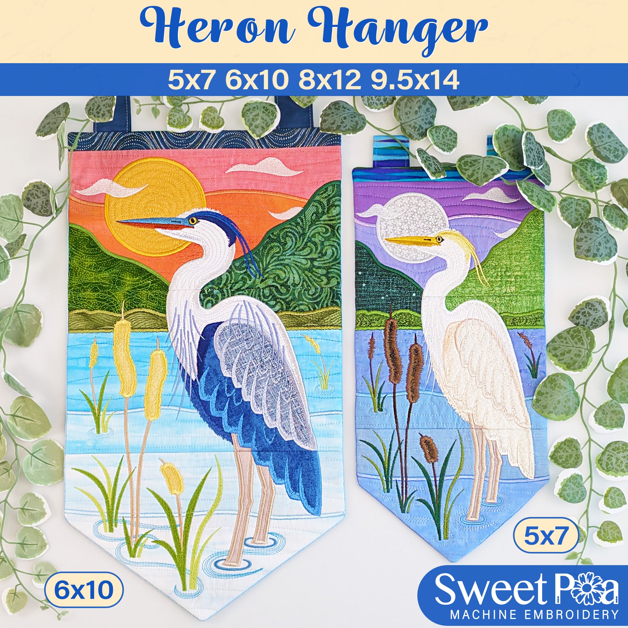 Heron Hanger In the hoop machine embroidery designs