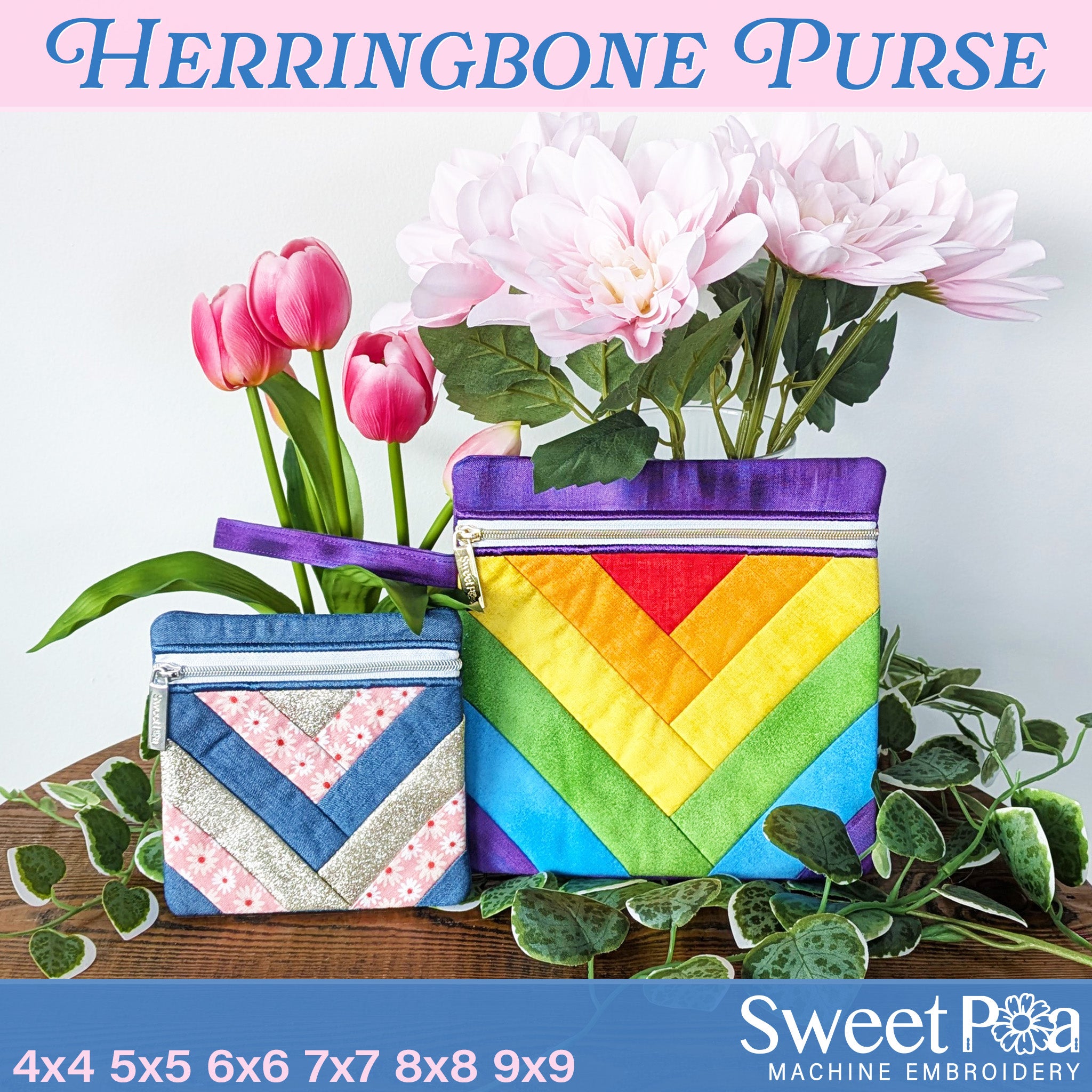 Herringbone Purse In the hoop machine embroidery designs