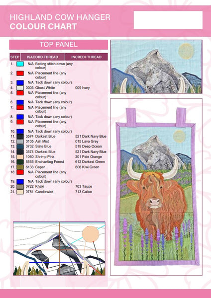 Highland Cow Hanger Colour Chart