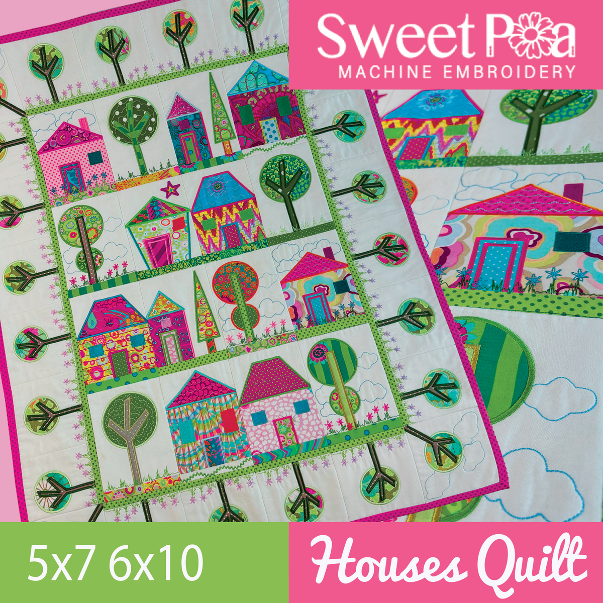 Embroidery Design ITH - Houses Quilt