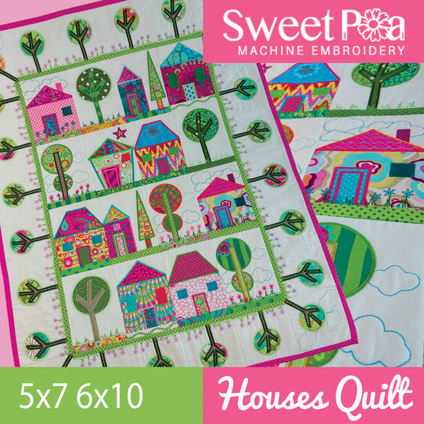 Houses Quilt 5x7 6x10
