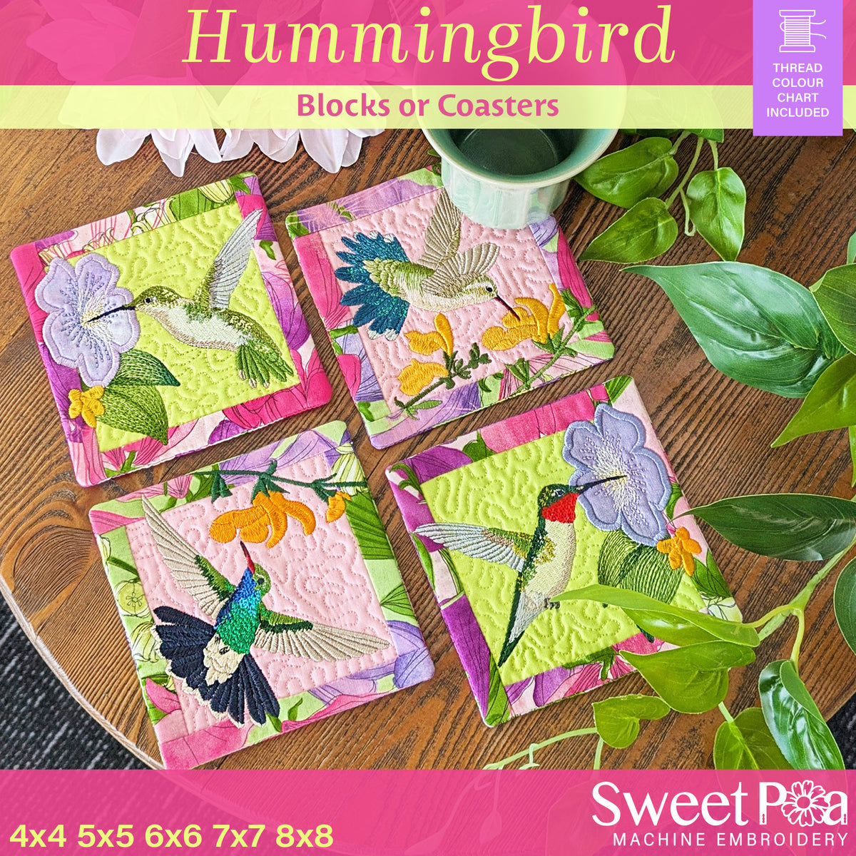 Hummingbird Building Blocks Hummingbird Blocks or Coasters Made ITH